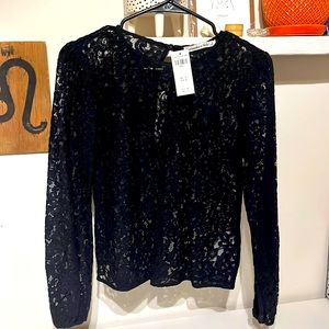 Abercrombie Vintage Style Long-Sleeve Lace Shirt with keyhole back, New w Tags